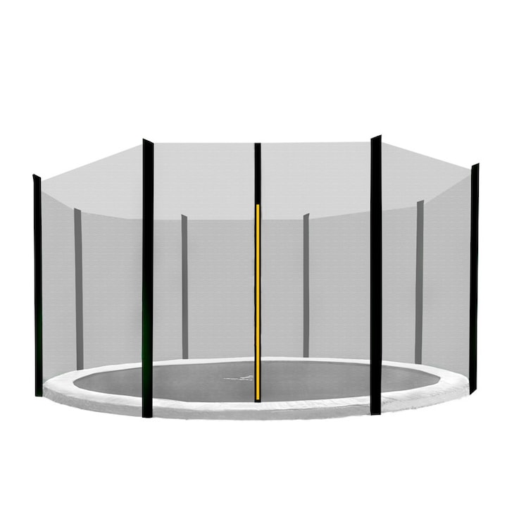 Aga Védőháló 366 cm-es trambulinhoz, 8 oszlop, Fekete háló / Fekete