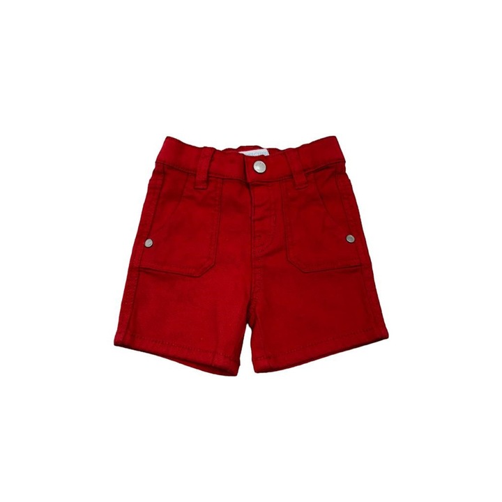 Pantaloni scurti copii de blug, Okaidi Obaibi, Rosu, 3 Luni