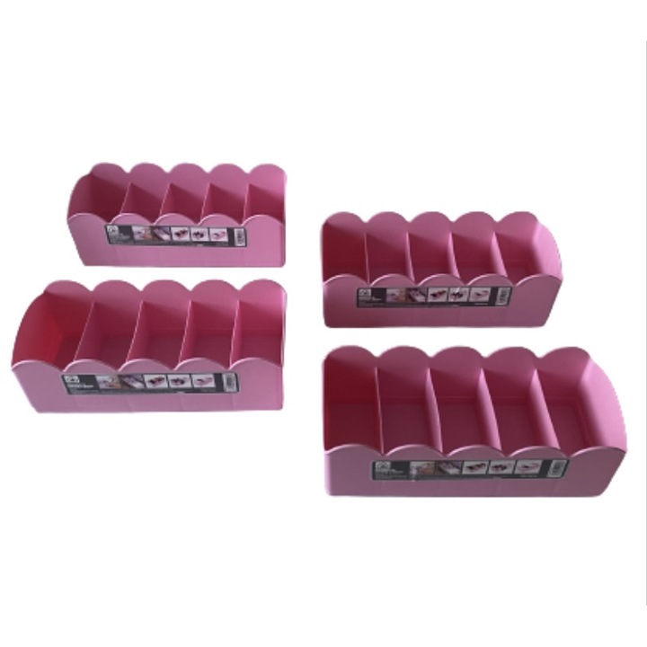 Set 4 organizatoare sertar, pentru lenjerie intima sau sosete, roz, 23x10x7.5 cm