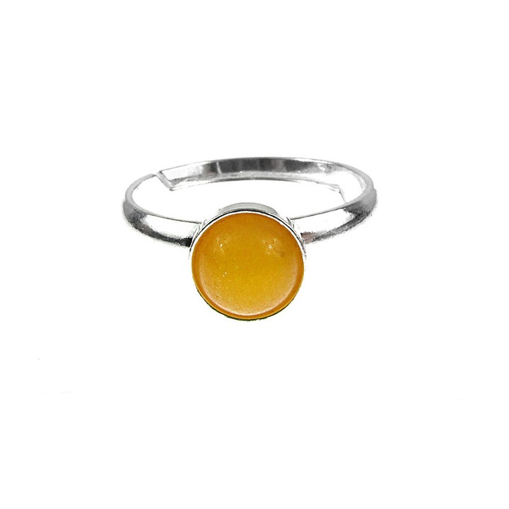 Inel argint reglabil cu jad galben natural 6 MM, GlamBazaar
