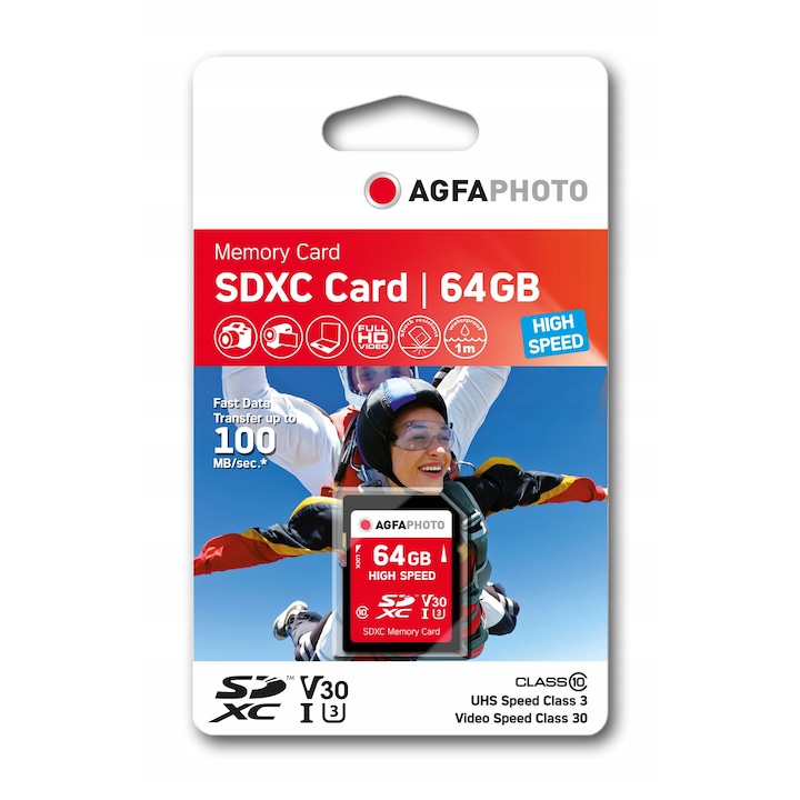 Карта памет Agfa SD SDXC, 64GB, CLASS 30, 100MB/s, V30
