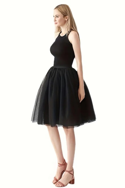 Fusta baby doll, RHYNNA din tulle, Negru, One Size