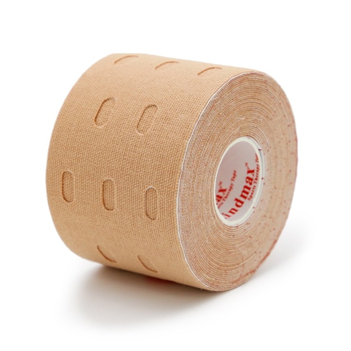 Banda kinesio perforata, Kindmax, 50mm x 5m, Bej