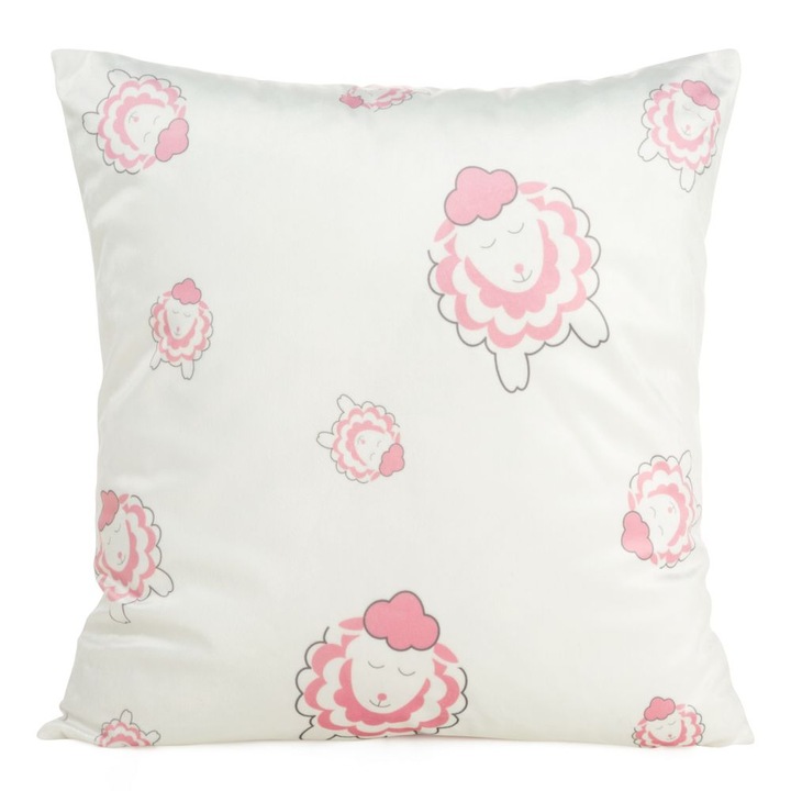 Fata de perna decorativa kids-4 45x45 Design91 alb/roz pudra