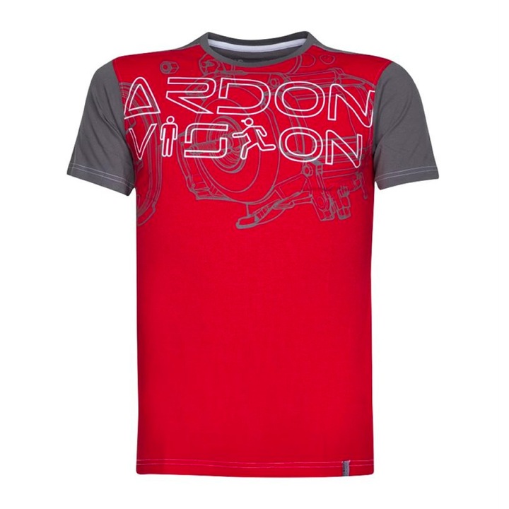 Tricou cu maneca scurta bbc 180 gr/mp VISION, culoare rosu - gri, marimea 2XL