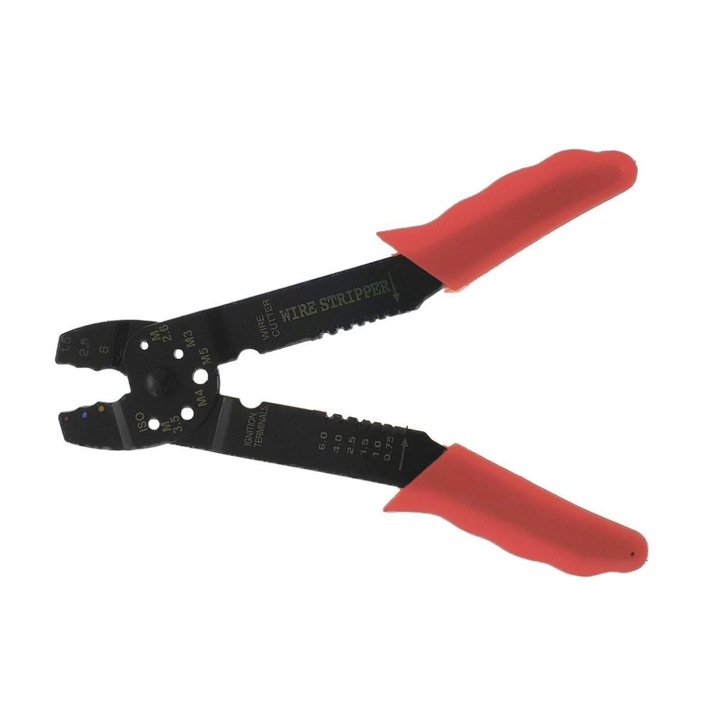 Fogó kábelek krimpeléséhez és csupaszításához, 200 x 70 x 0,3 mm, fekete piros
