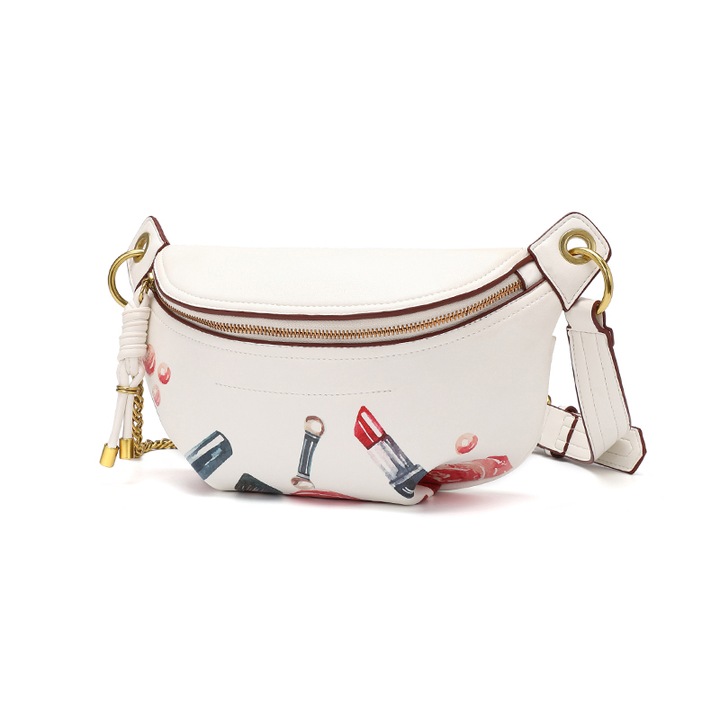 Női táska, poliuretán, 28x8x14,5 cm, fehér