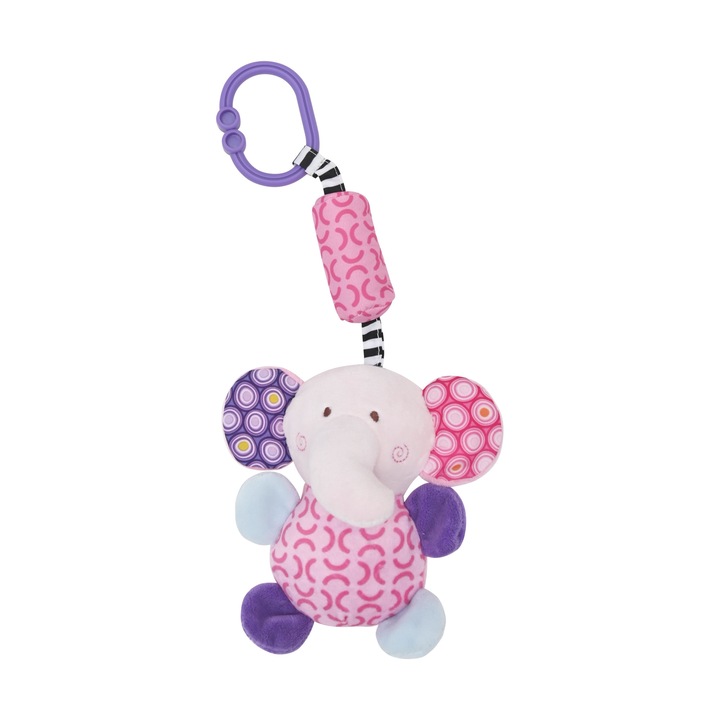 Jucarie de plus, Lorelli, Elefant, 13 cm, clopotel, cu oglinda, 0 luni+