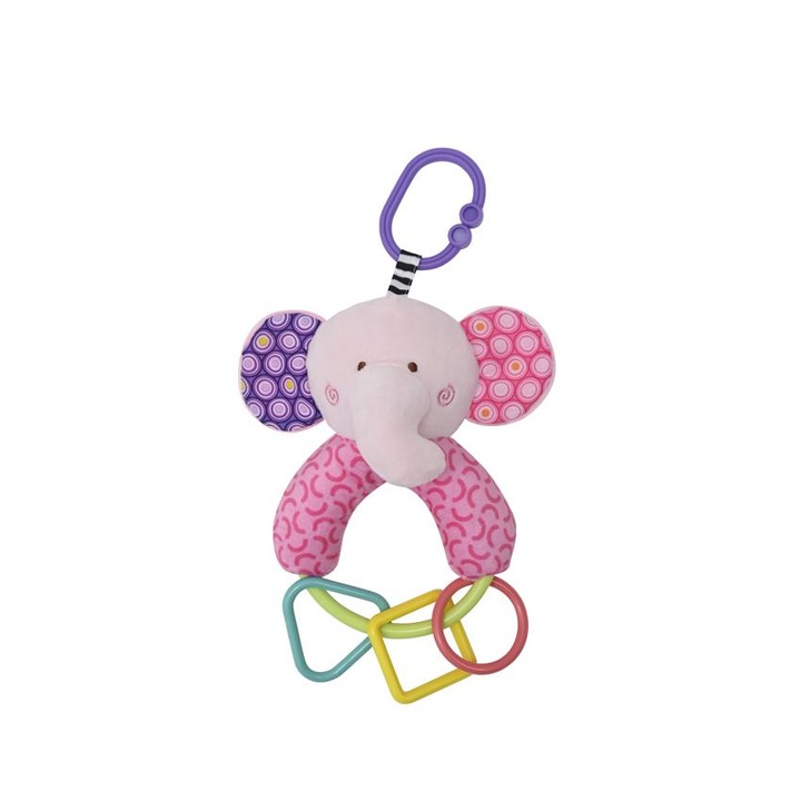 Jucarie de plus, Lorelli, Elefant, 20 cm, cu forme geometrice zornaitoare, 0 luni+