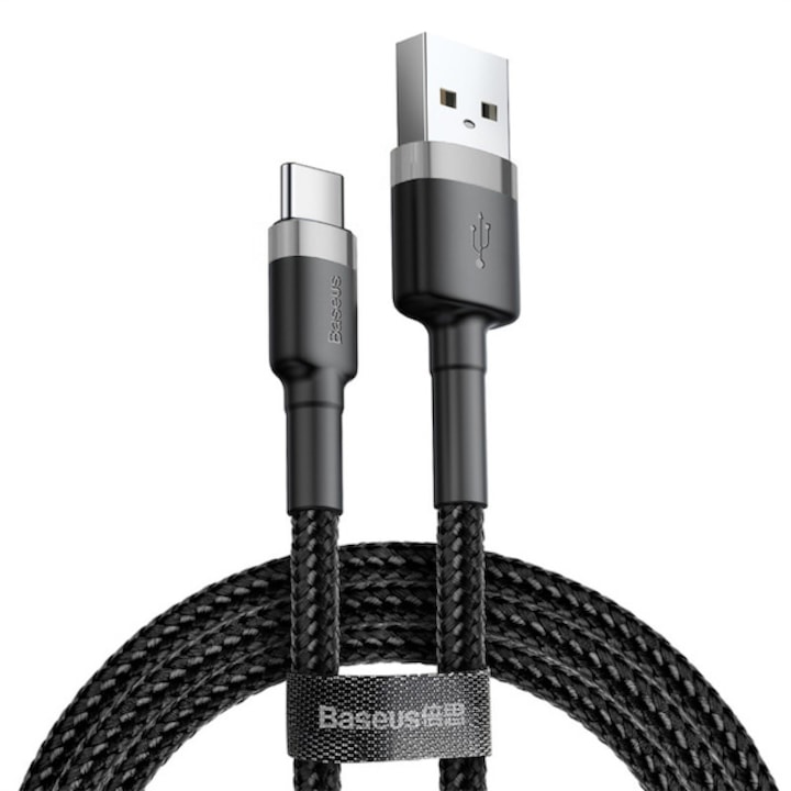 Baseus Cafule USB-USB-C kábel, 3A, 1m, szürke, fekete