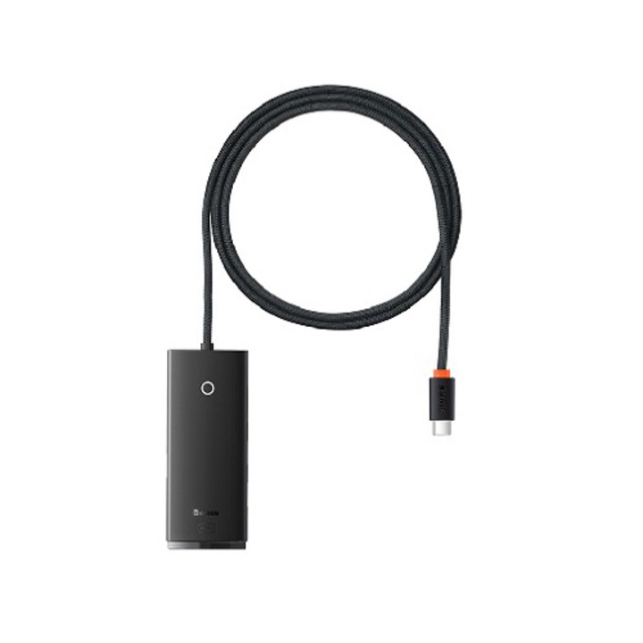 Adaptor HUB, Baseus, Lite de tip C la USB 3.0x4, 25 cm, Negru
