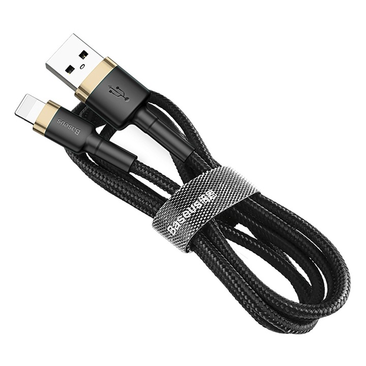 Cablu, Baseus, USB Lightning 2.4A 1 m, Auriu-negru
