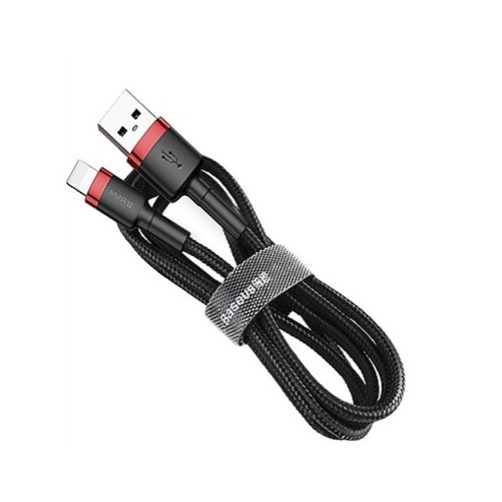 Cablu Baseus Cafule, Lightning - USB, 1 metru, 2.4A, Gri/Negru
