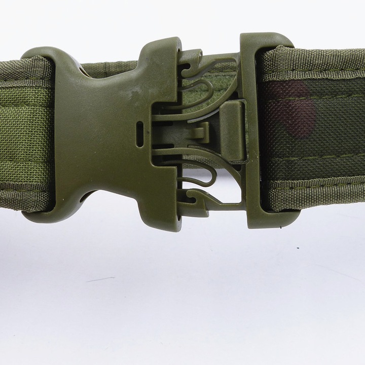 Centura Tactica Militara Combat, ajustabila cu prindere in 3 puncte, ajustare cu Arici, camuflaj, 130 cm