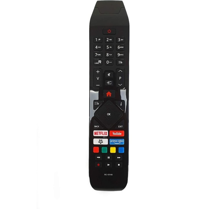 Telecomanda TV Bocu Remotes®, Compatibila Hitachi smart, RC43140 / RC 43141, Netflix, Youtube, Prime Video, neagra