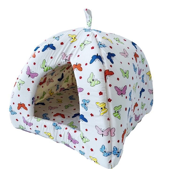 Къщичка за малки кучета и котки, Капинката, Многоцветен, 34х34х40 см