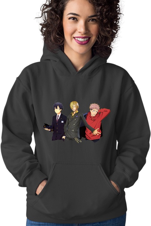 Hanorac dama OreGairu Hikigaya Jujutsu Kaisen Itadori One Piece, Negru