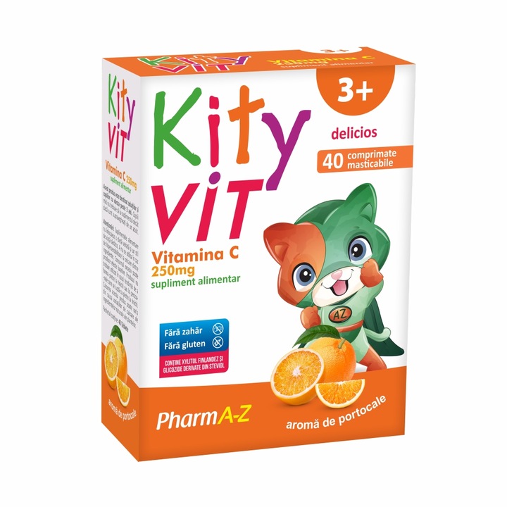 Supliment alimentar Kityvit Vitamina C 250 mg, 40 comprimate masticabile, PharmA-Z