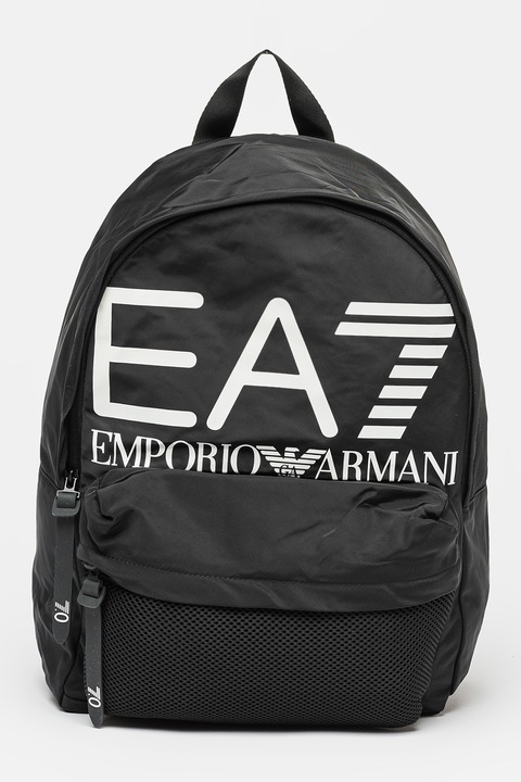 EA7, унисекс раница с щампа на лого, черно, бяло