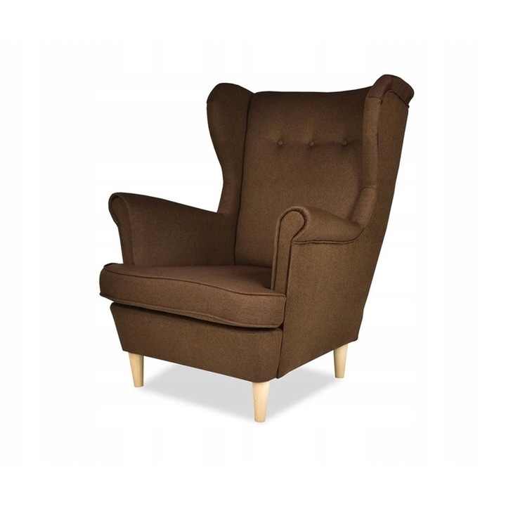 Fotoliu Ari, Family Meble, 104x84x92 cm, Poliester/Lemn, Maro