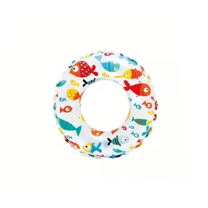 Colac gonflabil Intex pentru inot, model Pestisori, multicolor, 51 cm, 3 ani+