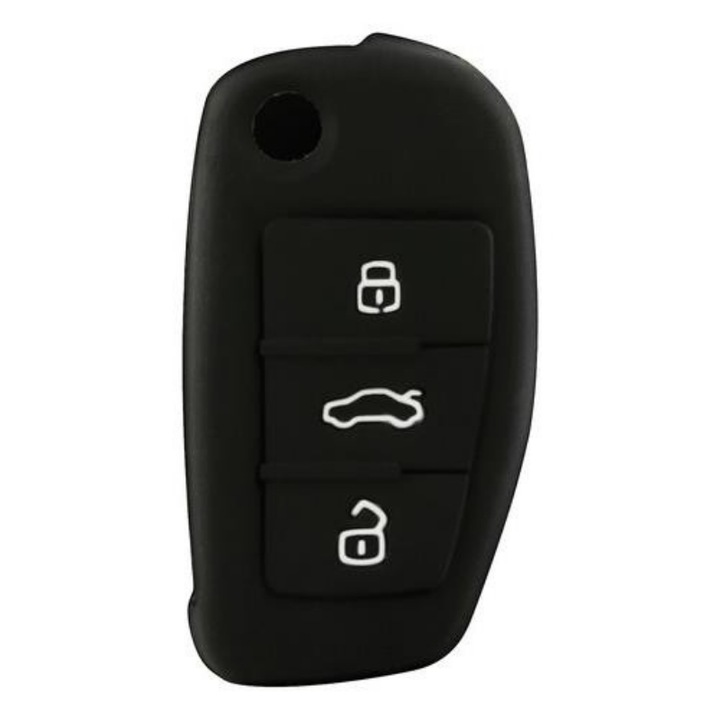 Husa cheie auto, Lampa, Silicon, Tip 1, Compatibil cu Audi, Negru