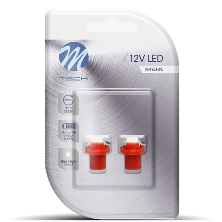 Set 2 becuri auto M-tech, LED, SMD 5050, B8,5d, 12 V