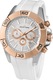 Jacques Lemans, Ceas quartz cu o curea de silicon, Auriu rose, Alb