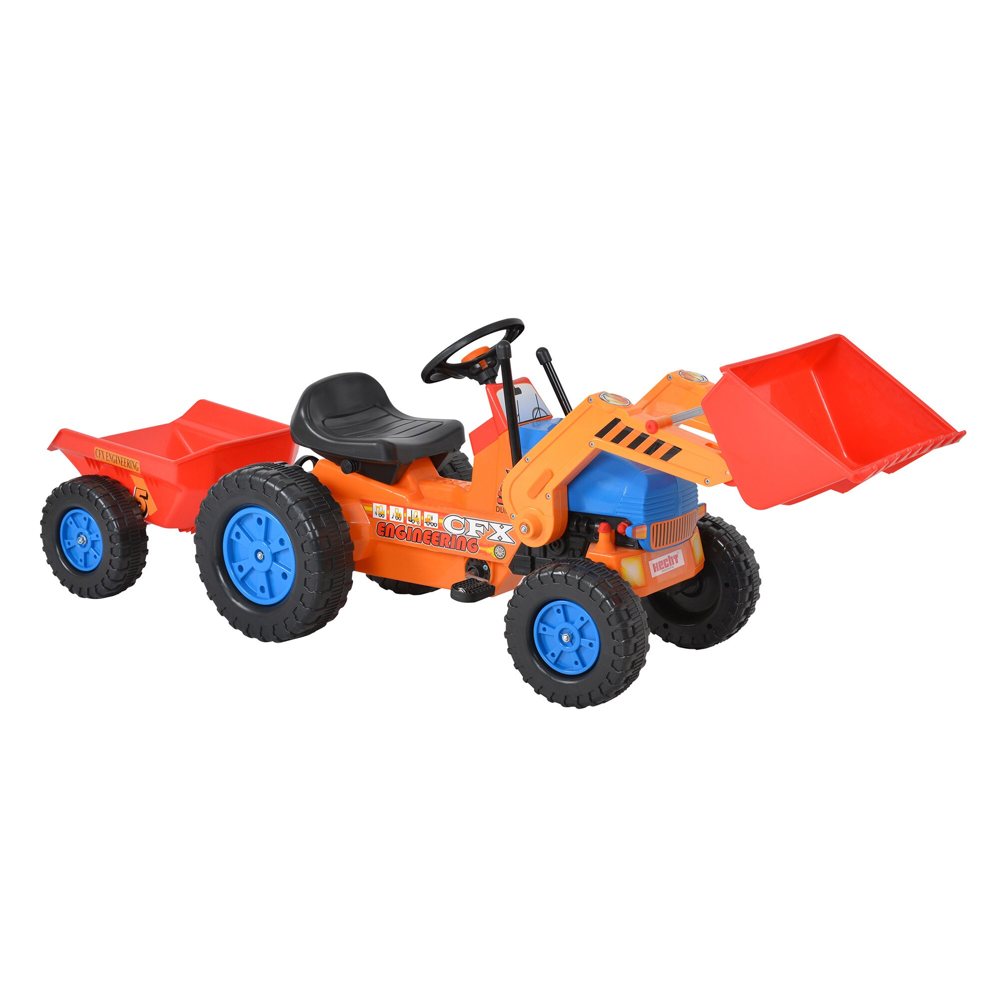 Excavator / Tractor cu pedale pentru copii Hecht 51413, cu remorca si