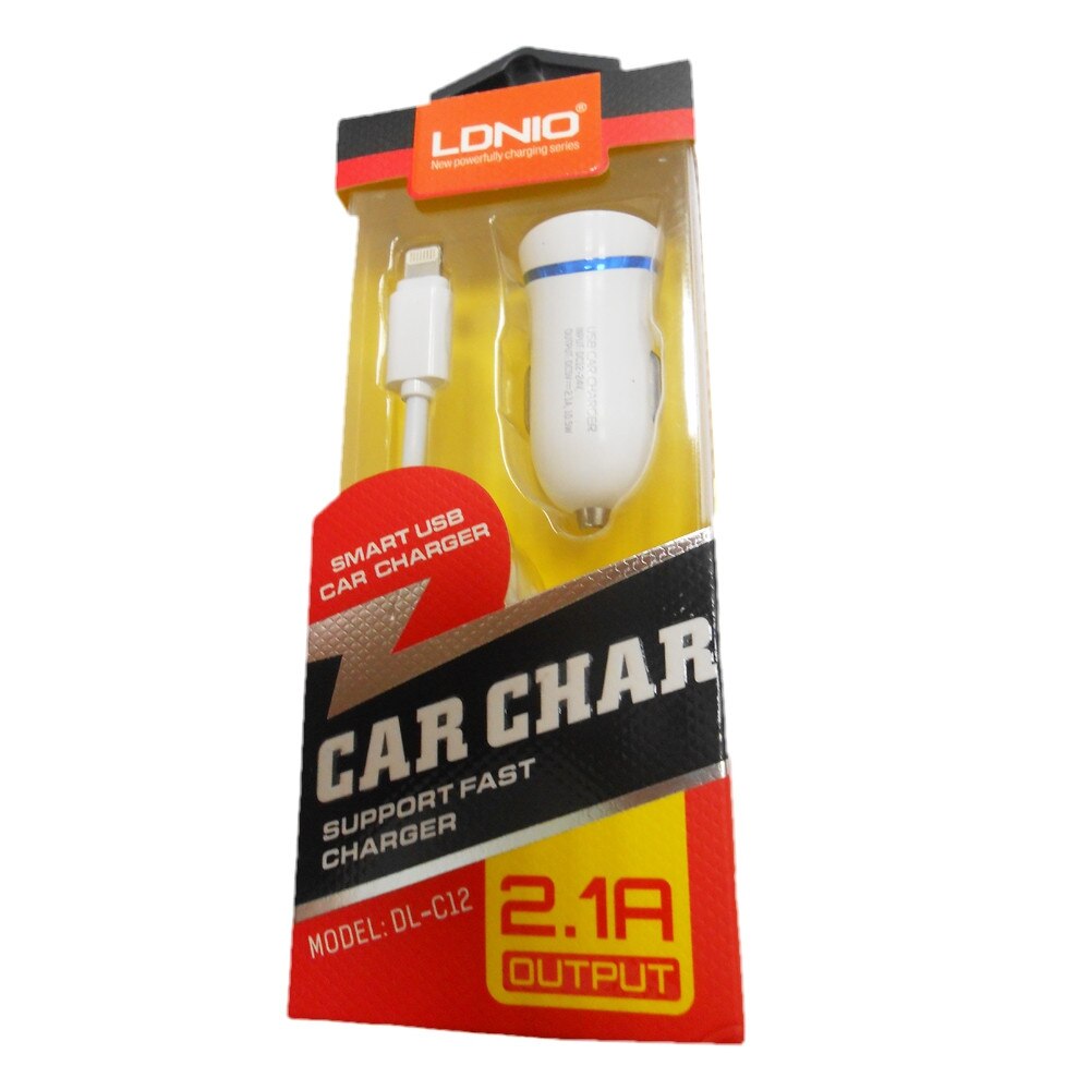 Incarcator auto iPhone 5/6 Ldnio 2.1, alb