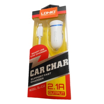 Incarcator auto iPhone 5/6 Ldnio 2.1, alb Incarcator auto iPhone 5/6 Ldnio 2.1, alb