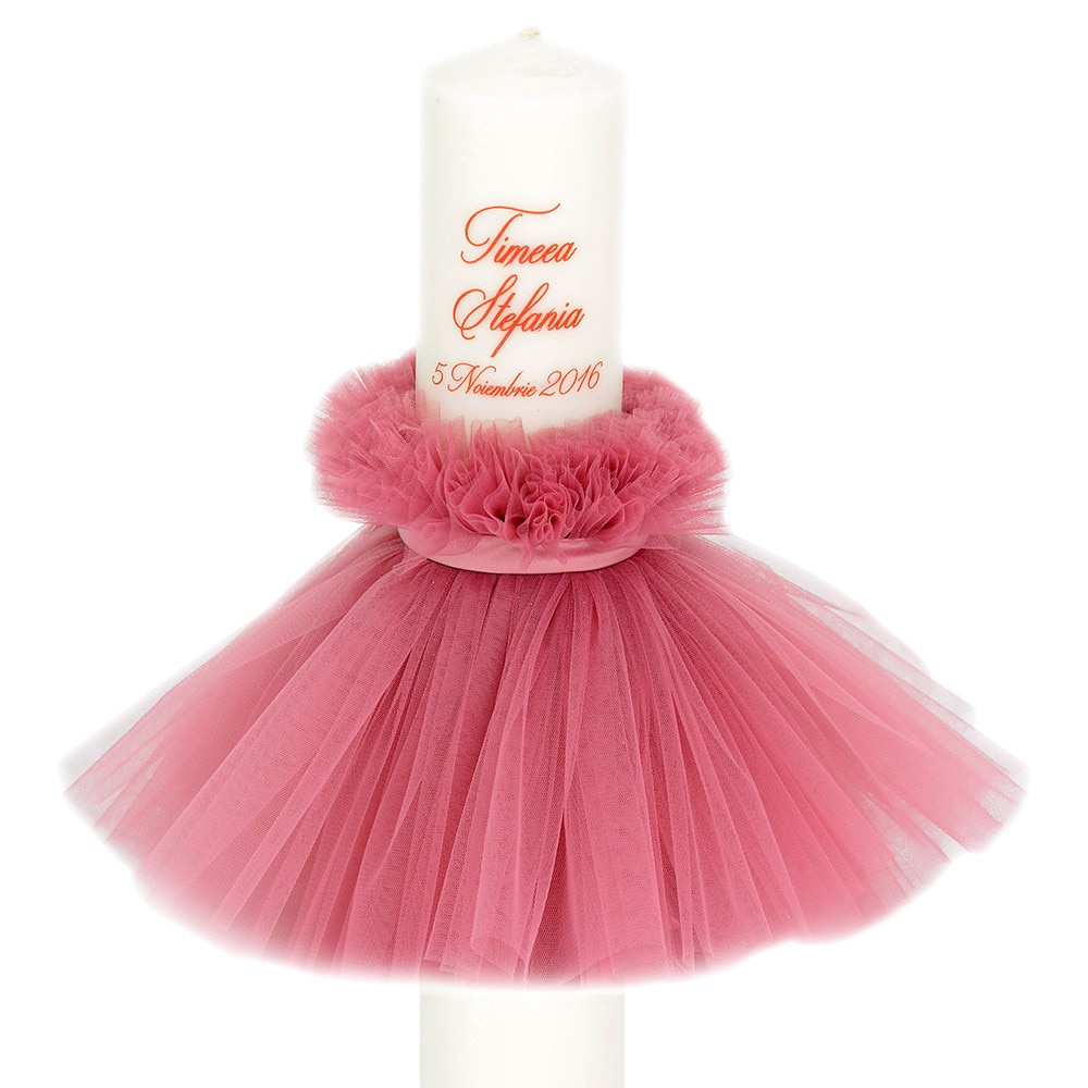 Lumanare botez personalizata Timeea, Couture Bebe, Roz