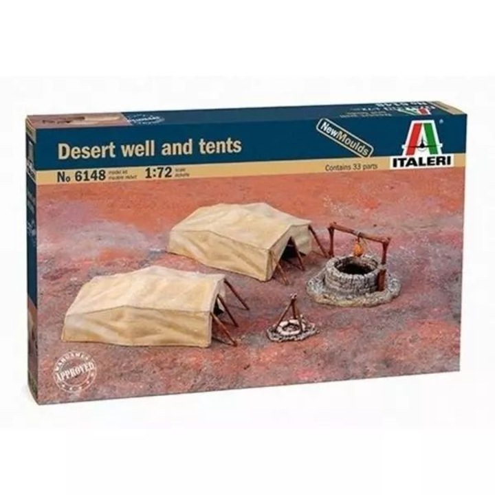 Kit Accesorii pentru diorame de construit Italeri Desert well and rents + 14ani 1:72 ITA 6148