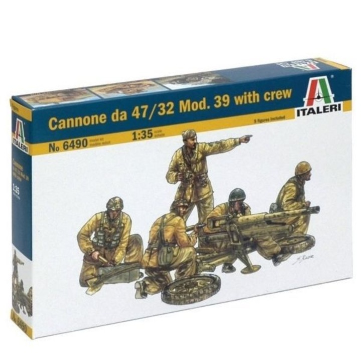 Macheta militara cu soldati, Italeri, Plastic, Cannone da 47/32, 1:35, Multicolor