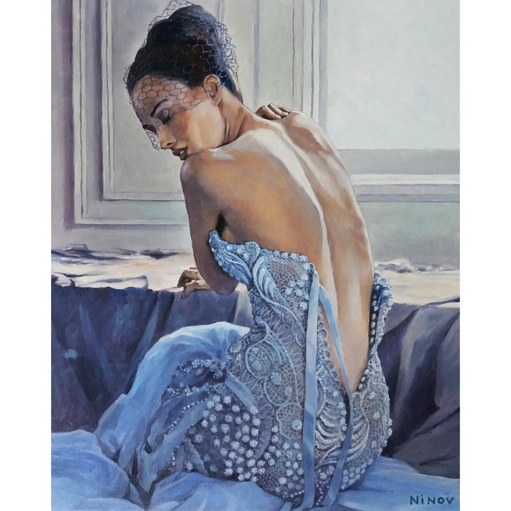 Рисуване по номера ITA ART, 50 нюанса синьо, 40х50см, Многоцветен