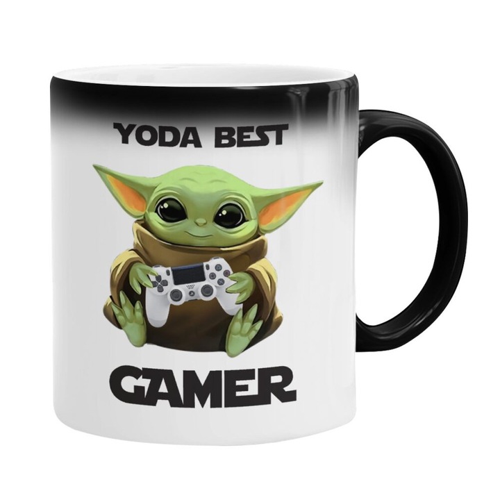 Hőérzékeny bögre Magic Cup Yoda Best Gamer, kerámia, 330 ml, többszínű