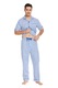 Pijama Barbati Global, Bumbac, Maneca Scurta, Pantalon Lung, Model Dungi Albastre,52EU, XL