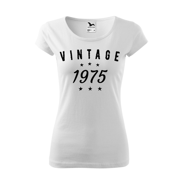 Tricou femei personalizat, alb, Vintage 1975, 3XL