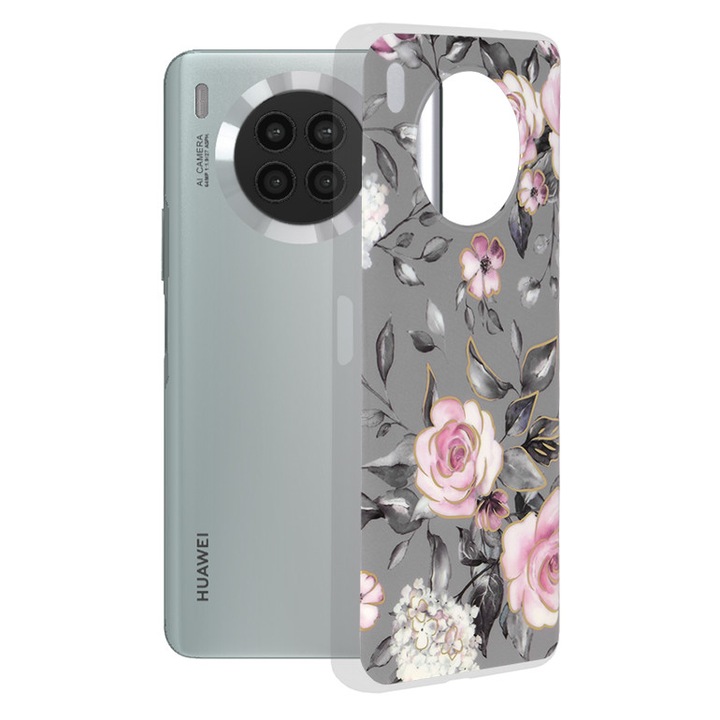 Калъф за Huawei nova 8i/Honor 50 Lite, Techsuit Marble Series, Bloom of Ruth Grey