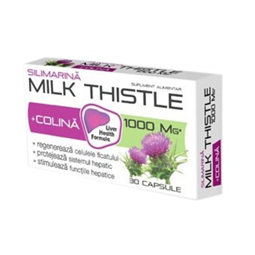 Supliment alimentar Milk Thistle Silimarina+Colina, 30 capsule