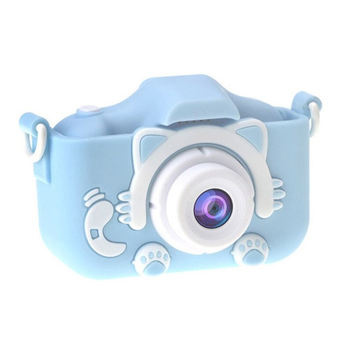 STELS W329 digitális gyerekkamera, szelfi kamera, fotók, játékok, videó, 64 GB-os SD kártya, kék