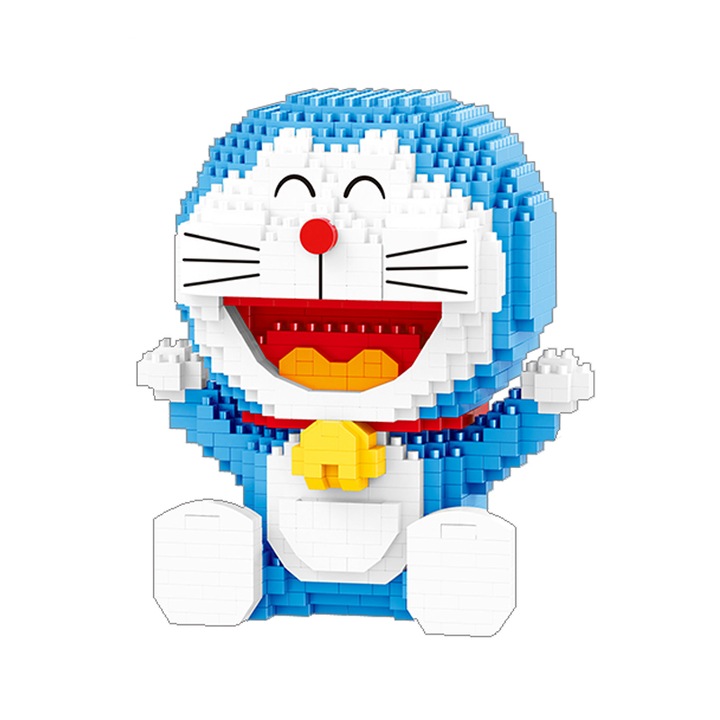Set blocuri de constructie, ABS, Model Doraemon, A1, Multicolor