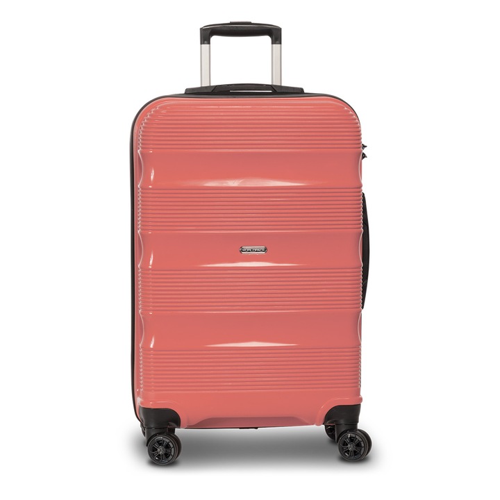 Куфар Worldpack Rio F10441, L, С 4 колела, Полипропилен, Pозов