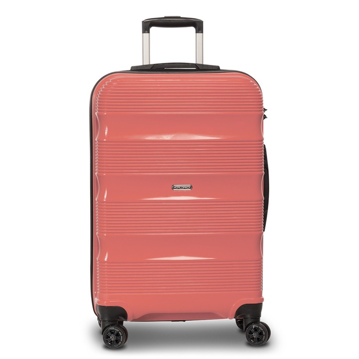 Troler Cabina, Worldpack, Rio, Polipropilena, 4 Roti Duble, Cifru TSA, F10441, Rose