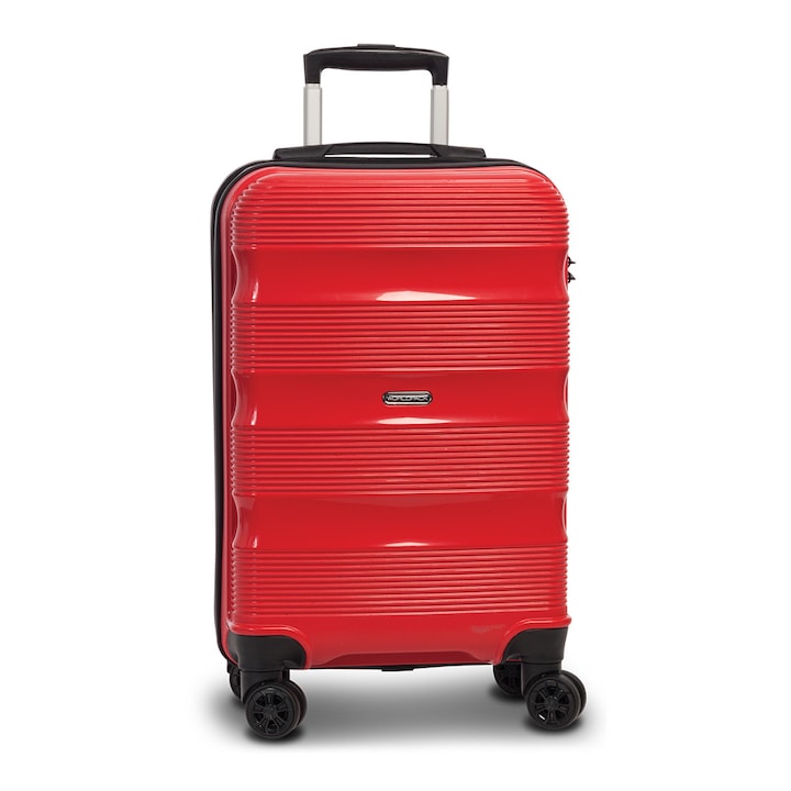 Куфар Worldpack Rio F10441, S, за ръчен багаж, С 4 колела, Полипропилен, Червен