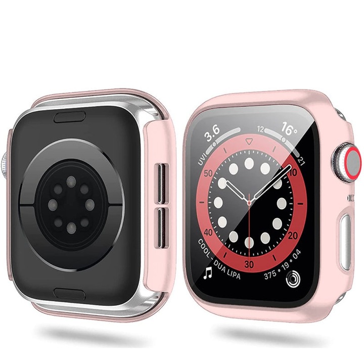 CASEY STUDIOS™ tok fóliával kompatibilis Apple Watch SE/6/5/4 - 40MM, 360°-os védelem, kemény polikarbonát, ütésálló teljes képernyős, 9H üveg, rózsaszín