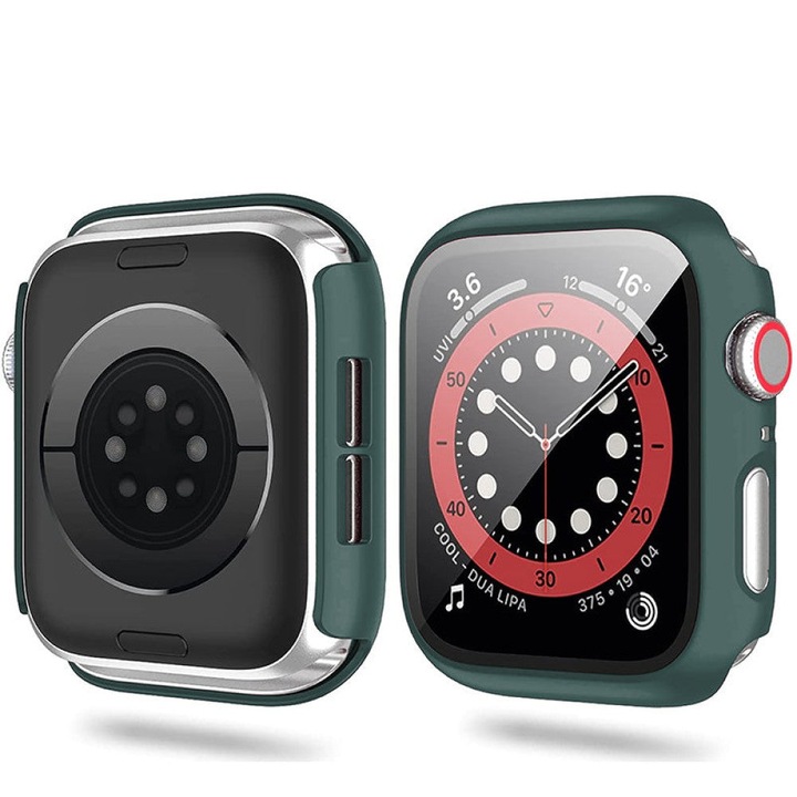 Husa cu Folie CASEY STUDIOS™ compatibila cu Apple Watch 9/8/7 - 41MM, Protectie 360°, Policarbonat Dur, Ultra-Subtire, Anti-Soc Full Screen, Sticla 9H, Marine