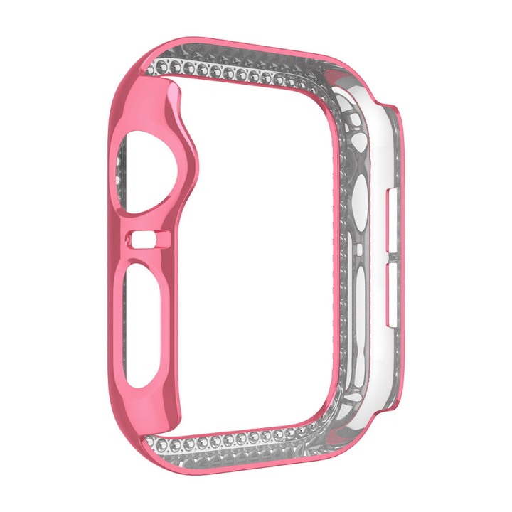 Husa Diamond CASEY STUDIOS™ compatibila cu Apple Watch 9/8/7 - 41MM, Policarbonat Dur, Ultra-Subtire, Protectie Anti-Soc Full, Rose