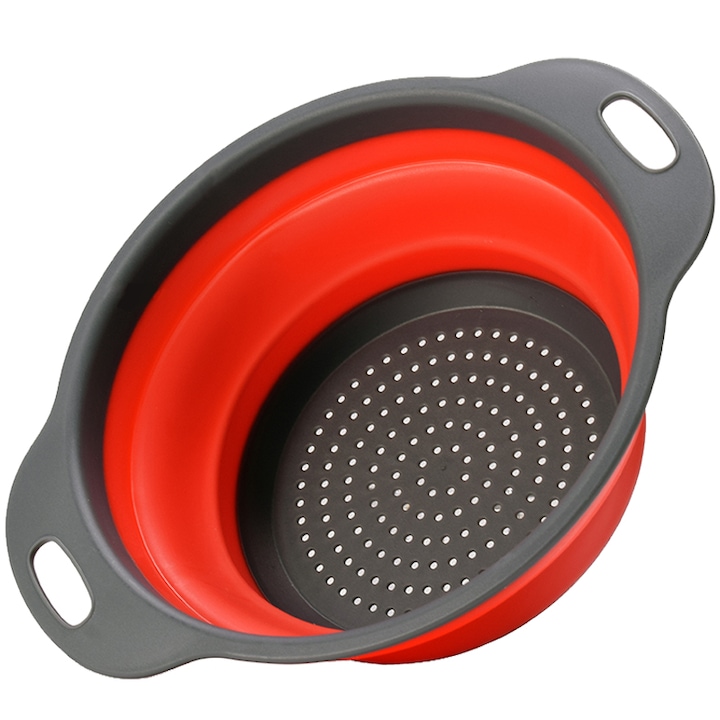Sita rotunda cu manere din silicon, portocaliu/gri