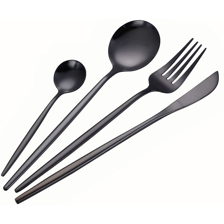 Комплект прибори за хранене Awwaline, неръждаема стомана, 24 бр, черен